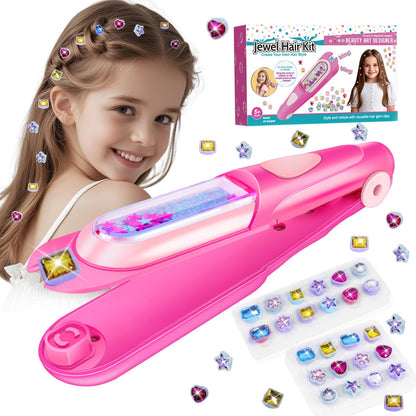 kidzkube Hair Gem Stamper Kit, Bling Hair Jewels for Girls Toys, Hair Styling Tool with Reusable Shining Diamonds, Birthday Gifts Toys for Girls Ages 3 4 5 6 8-12