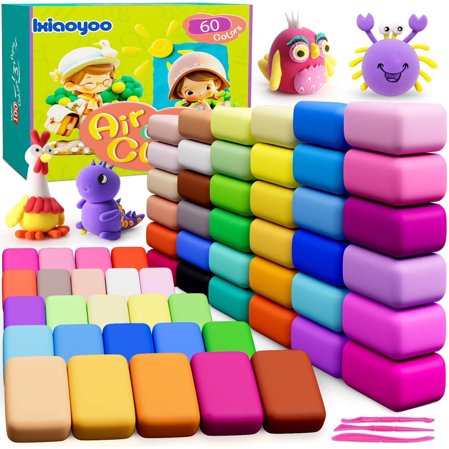 Ixiaoyoo Air Dry Clay, 30 Colors Modeling Clay for Kids, DIY Model Toys with Sculpting Tools, Soft & Non-Sticky, Home Party Favors, Birthday & Christmas Gifts for Age 3-12 Years Old Boys Girls Kids