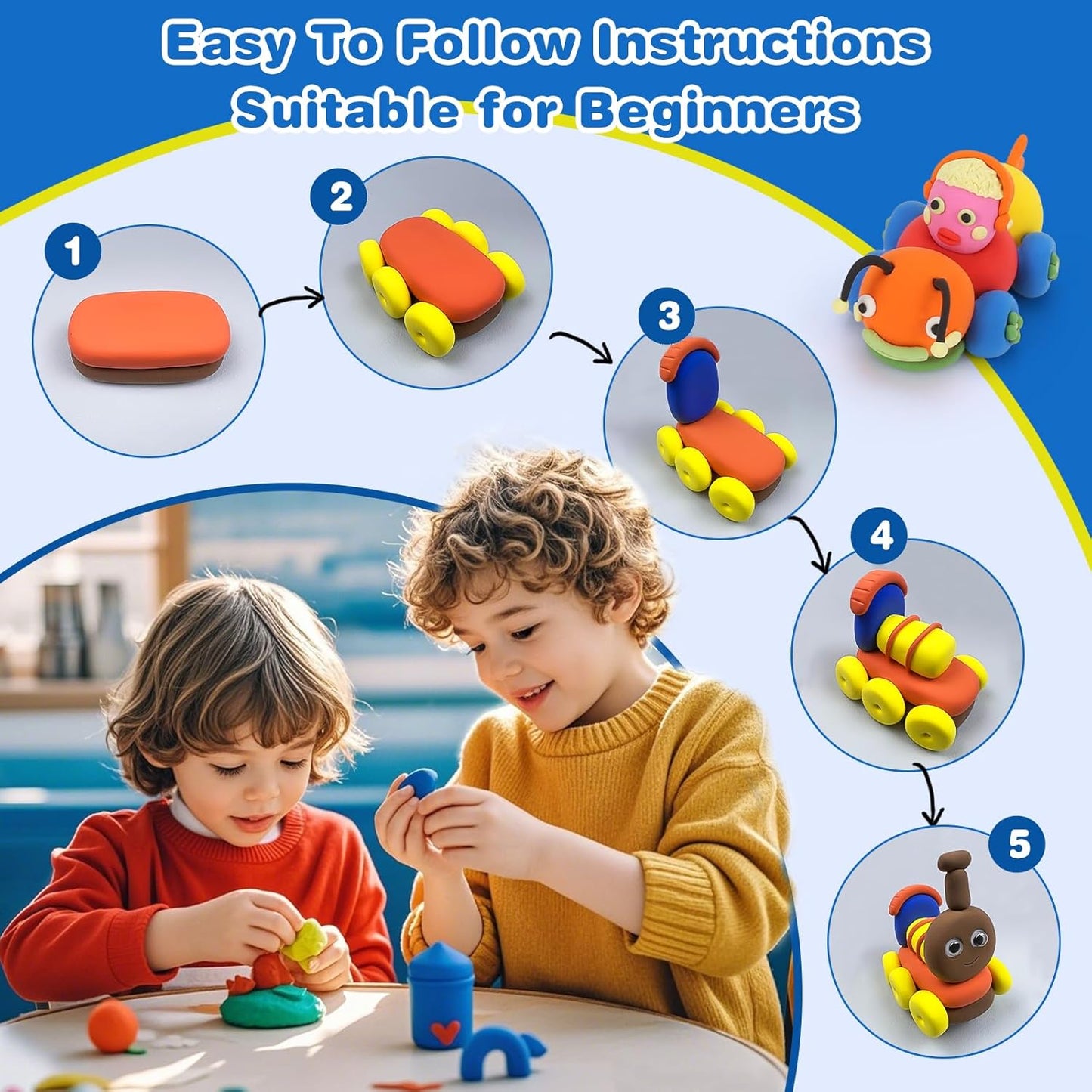 Ixiaoyoo Air Dry Clay, 30 Colors Modeling Clay for Kids, DIY Model Toys with Sculpting Tools, Soft & Non-Sticky, Home Party Favors, Birthday & Christmas Gifts for Age 3-12 Years Old Boys Girls Kids