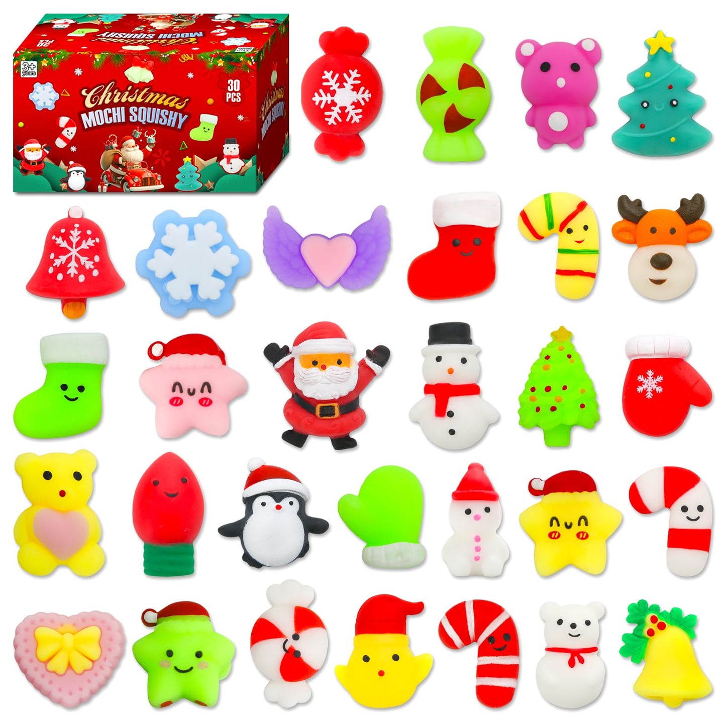 30 Pack Squishy Toys, Kawaii Squishies Party Favors for Kids 4-8 8-12 Treasure Box Toys for Classroom Birthday Xmas Gifts Goodie Bag Mini Animals Mochi Squishy Stress Relief Sensory Toys Random