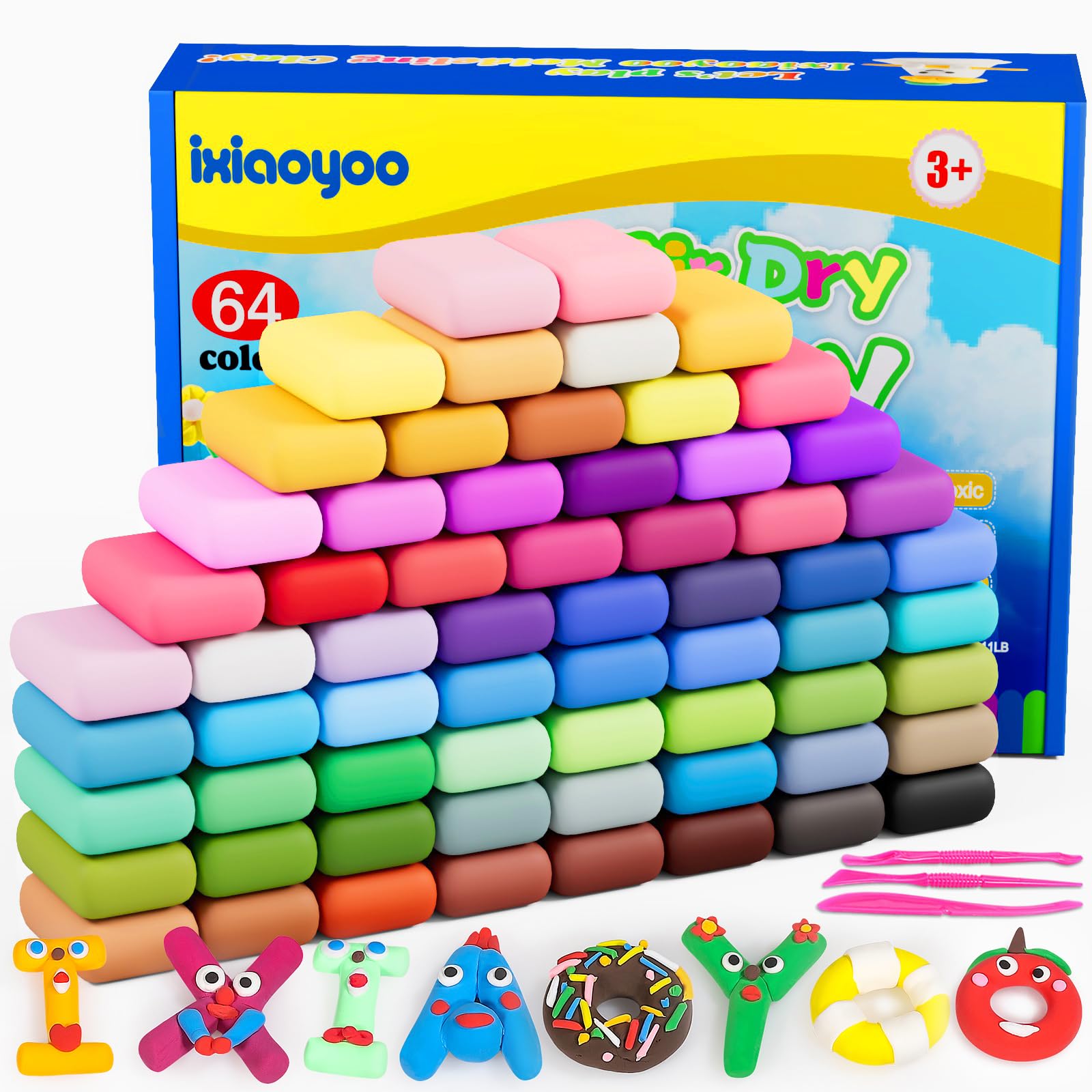 Ixiaoyoo Air Dry Clay, 30 Colors Modeling Clay for Kids, DIY Model Toys with Sculpting Tools, Soft & Non-Sticky, Home Party Favors, Birthday & Christmas Gifts for Age 3-12 Years Old Boys Girls Kids