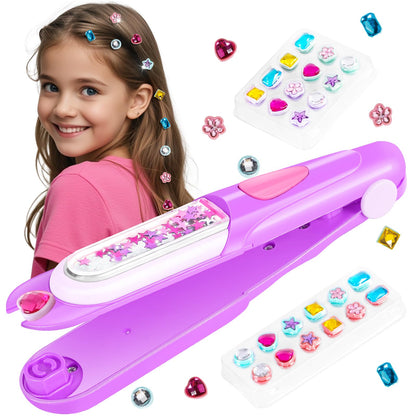 kidzkube Hair Gem Stamper Kit, Bling Hair Jewels for Girls Toys, Hair Styling Tool with Reusable Shining Diamonds, Birthday Gifts Toys for Girls Ages 3 4 5 6 8-12