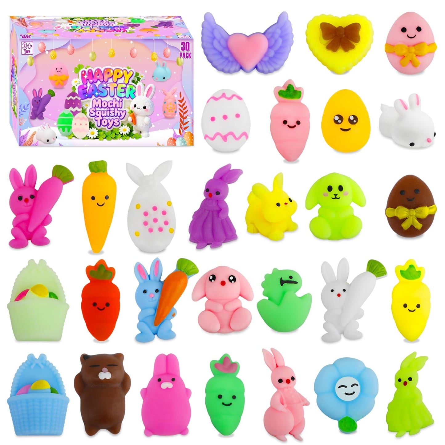 30 Pack Squishy Toys, Kawaii Squishies Party Favors for Kids 4-8 8-12 Treasure Box Toys for Classroom Birthday Xmas Gifts Goodie Bag Mini Animals Mochi Squishy Stress Relief Sensory Toys Random