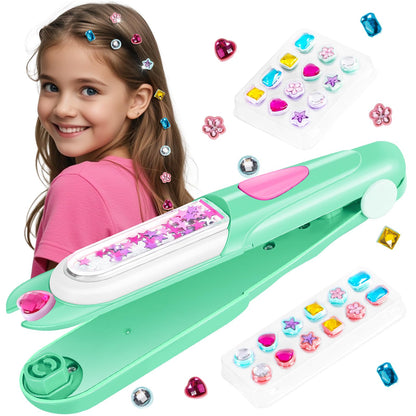 kidzkube Hair Gem Stamper Kit, Bling Hair Jewels for Girls Toys, Hair Styling Tool with Reusable Shining Diamonds, Birthday Gifts Toys for Girls Ages 3 4 5 6 8-12