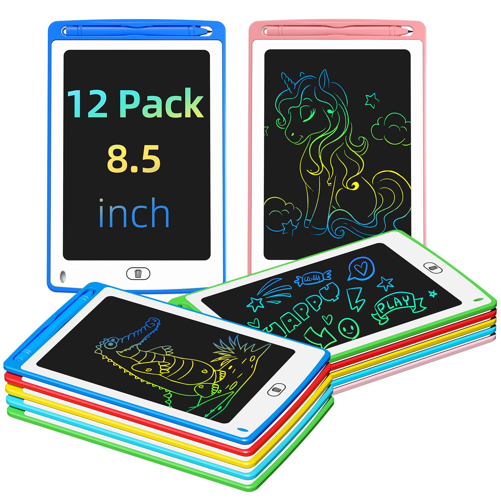 4 Pack LCD Writing Tablet for Kids, 8.5 Inch Colorful Doodle Board Drawing Tablet, Educational Learning Toys Birthday Gifts for Boys Girls Age 3 4 5 6 7 8