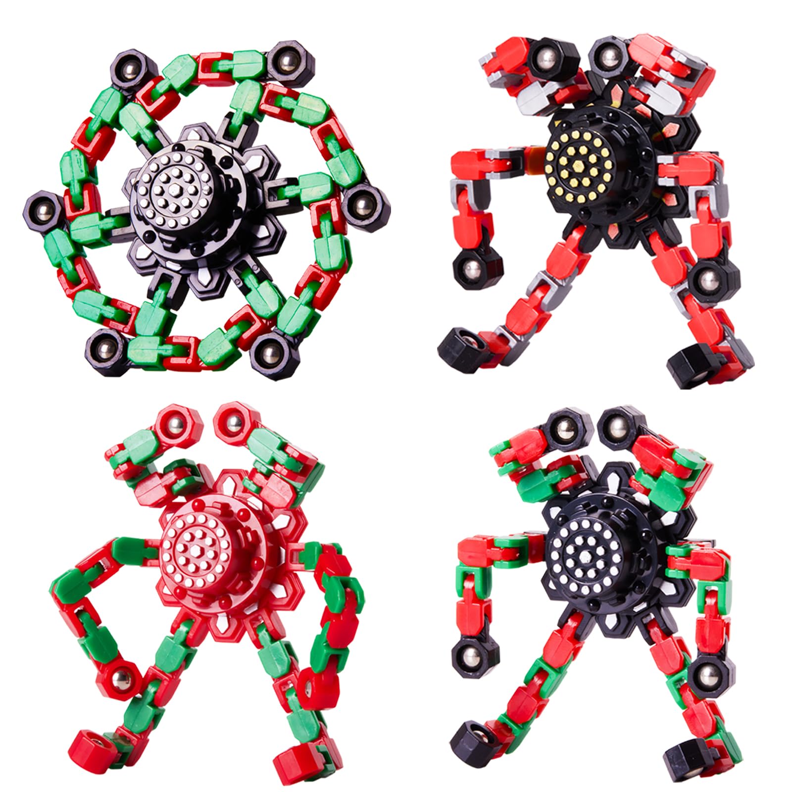 Gokeey Transformable Fidget Spinners Toys 4 Pcs for Kids and Adults Stress Relief Sensory Toys for Boys and Girls Age 8-13 Fingertip Gyros Easter Party Favors Birthday Gifts for Teens Travel Toys