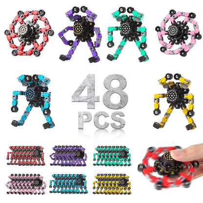 Gokeey Transformable Fidget Spinners Toys 4 Pcs for Kids and Adults Stress Relief Sensory Toys for Boys and Girls Age 8-13 Fingertip Gyros Easter Party Favors Birthday Gifts for Teens Travel Toys