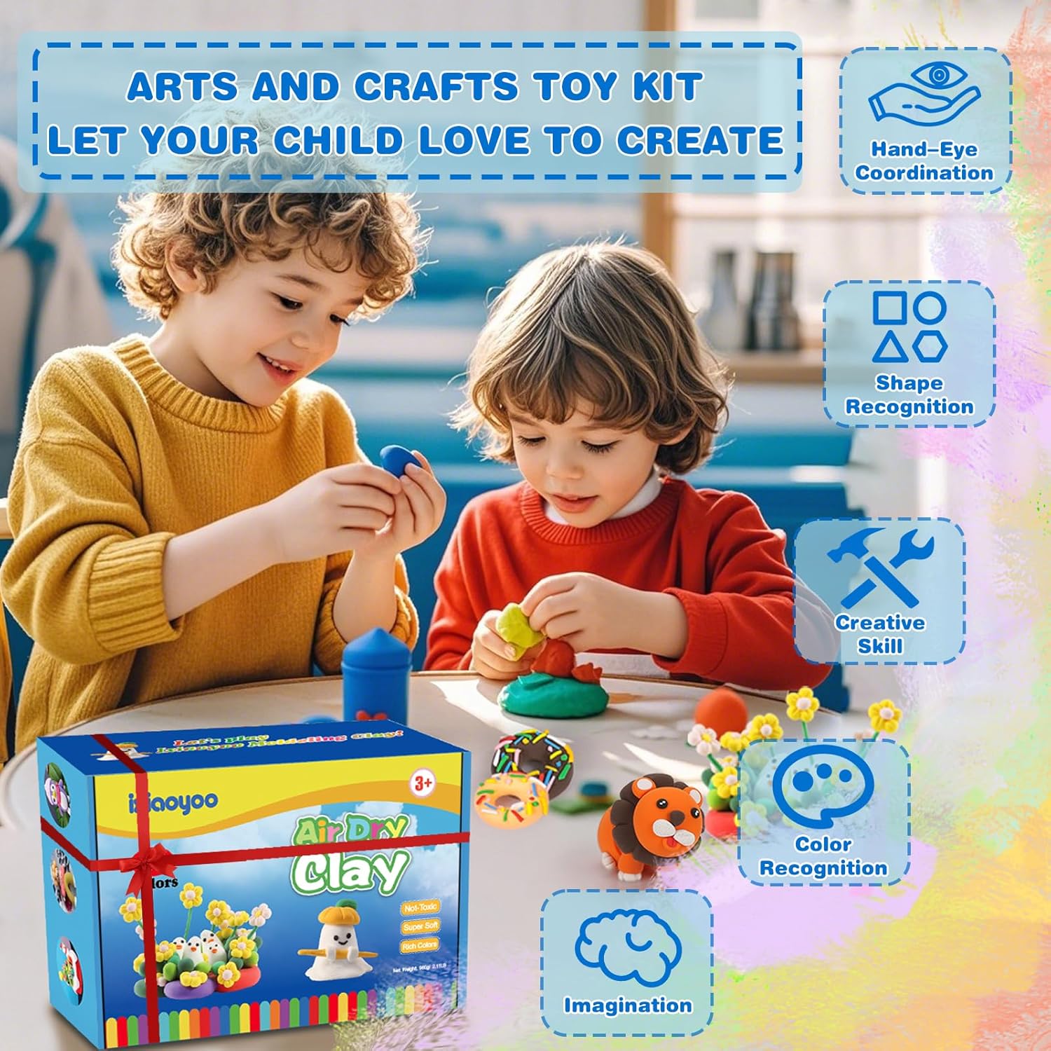 Ixiaoyoo Air Dry Clay, 30 Colors Modeling Clay for Kids, DIY Model Toys with Sculpting Tools, Soft & Non-Sticky, Home Party Favors, Birthday & Christmas Gifts for Age 3-12 Years Old Boys Girls Kids