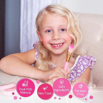 Kids Real Makeup Kit with Pink Unicorn Purse, Non Toxic Washable Make Up Set - Unicorn Toys for Girls Age 4-6, 5 Year Old Girl Birthday Gift Ideas, Toddler Little Girl Gifts 3 4 5 6 7 8 9 10 Years Old