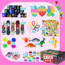160 Pcs Fidget Toys Party Favors Pack, Randomly Selected Pop Sensory Set Gifts Stickers for Kids Adults Boy Girl Stocking Stuffers Autistic Bulk Goodie Bag Filler Treasure Box Classroom Prizes School