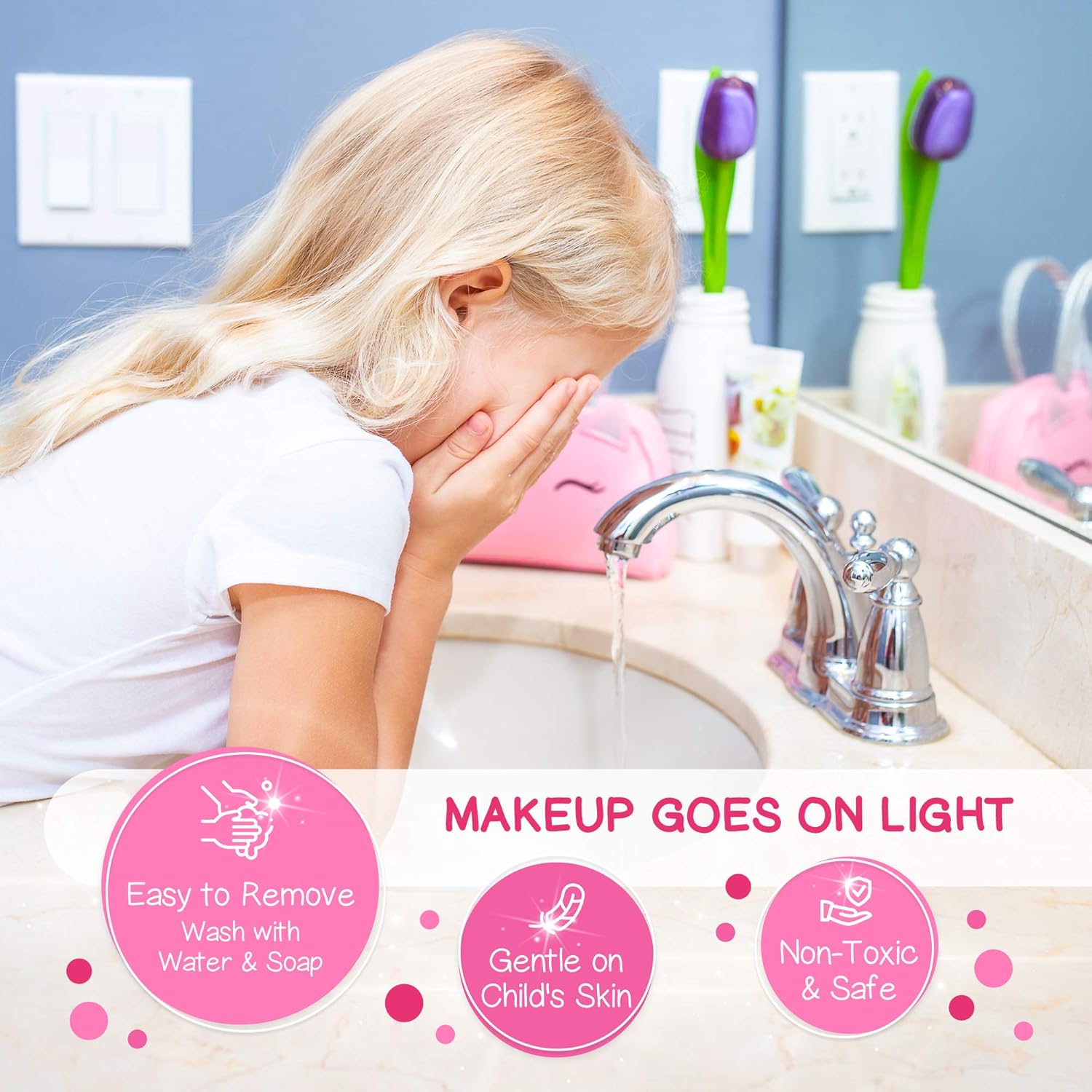 Kids Real Makeup Kit with Pink Unicorn Purse, Non Toxic Washable Make Up Set - Unicorn Toys for Girls Age 4-6, 5 Year Old Girl Birthday Gift Ideas, Toddler Little Girl Gifts 3 4 5 6 7 8 9 10 Years Old
