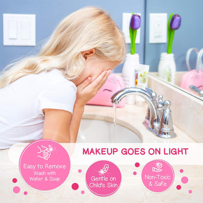 Kids Real Makeup Kit with Pink Unicorn Purse, Non Toxic Washable Make Up Set - Unicorn Toys for Girls Age 4-6, 5 Year Old Girl Birthday Gift Ideas, Toddler Little Girl Gifts 3 4 5 6 7 8 9 10 Years Old