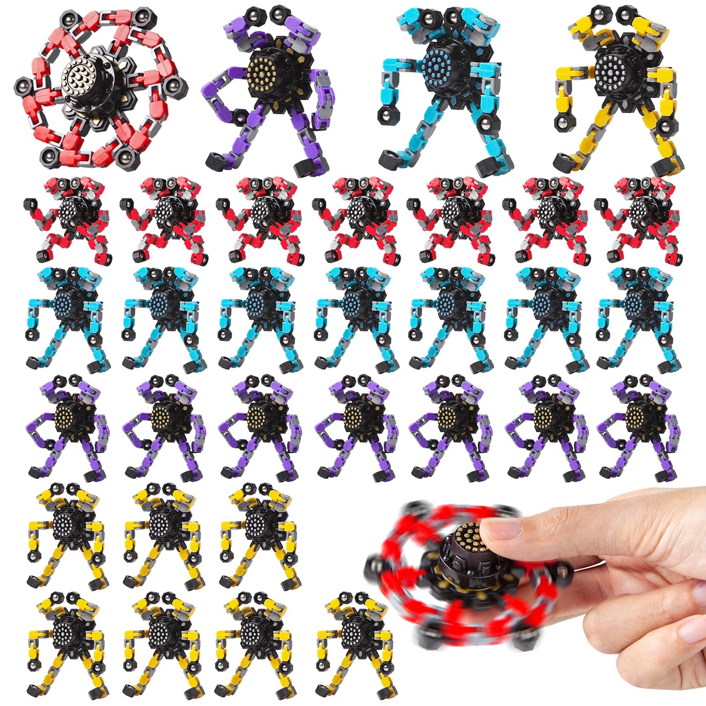 Gokeey Transformable Fidget Spinners Toys 4 Pcs for Kids and Adults Stress Relief Sensory Toys for Boys and Girls Age 8-13 Fingertip Gyros Easter Party Favors Birthday Gifts for Teens Travel Toys