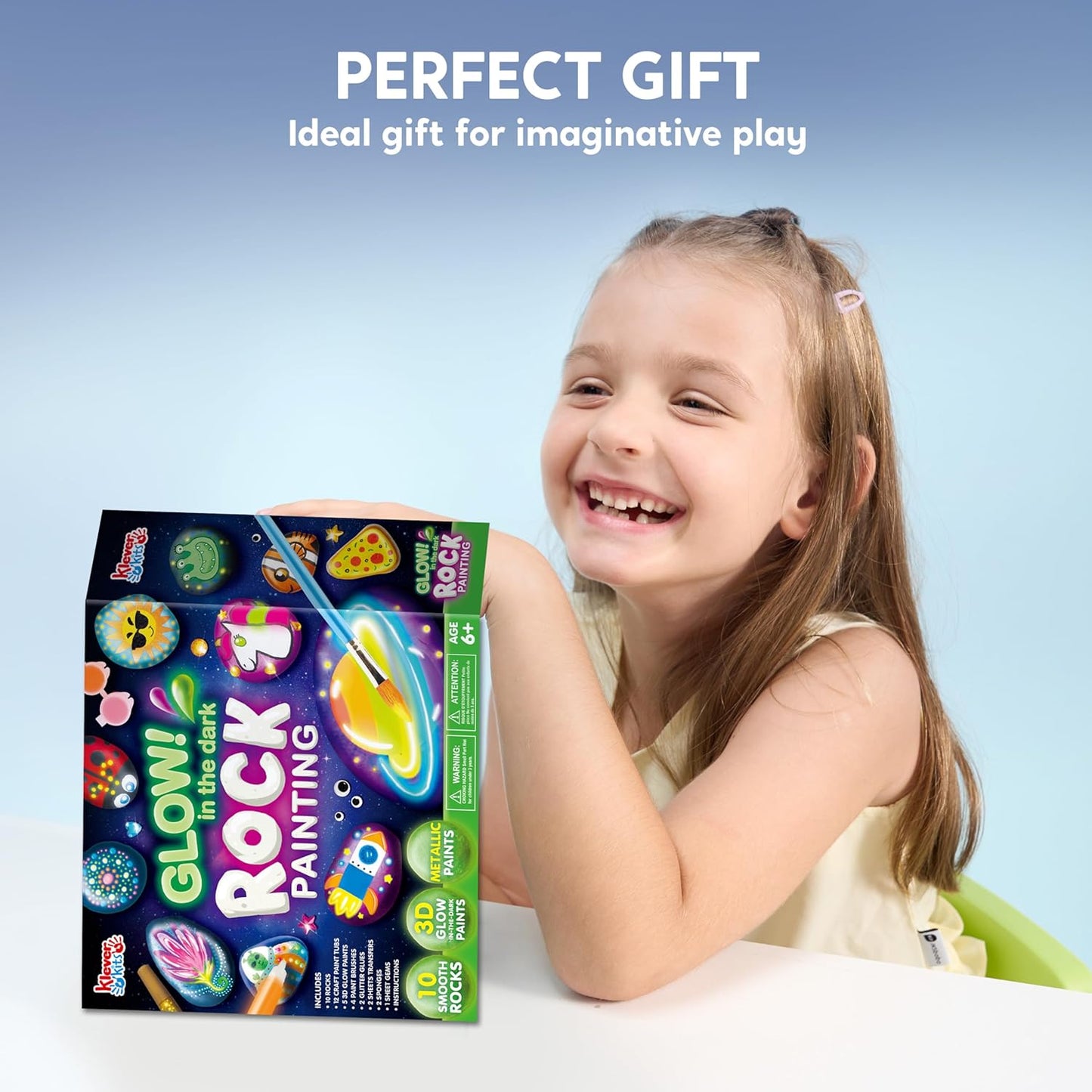 Rock Painting Kit- Glow in The Dark Rock Kit, Arts and Crafts for Kids Ages 6-12, Art Supplies Toy , Kids Craft Paint Kits, Arts & Crafts for Boys Girls Birthday Party Gift Toy