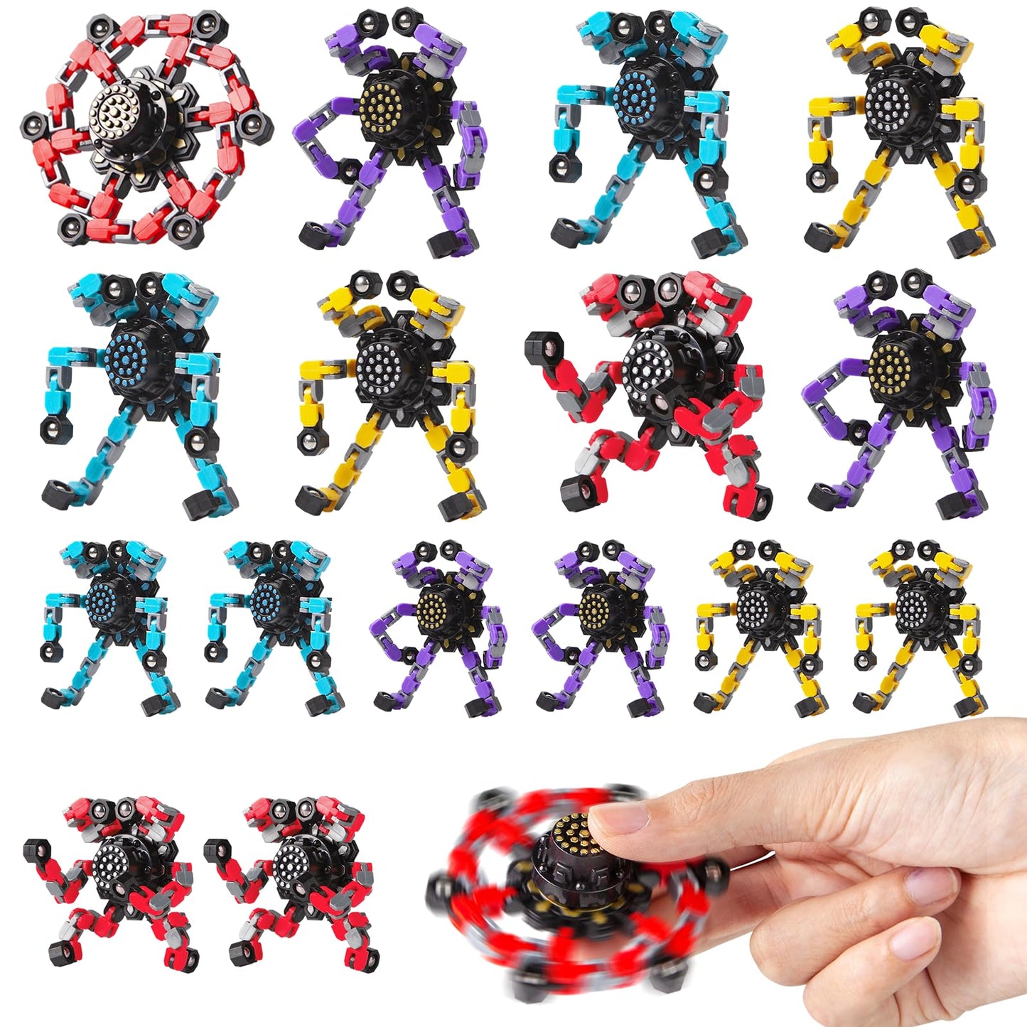 Gokeey Transformable Fidget Spinners Toys 4 Pcs for Kids and Adults Stress Relief Sensory Toys for Boys and Girls Age 8-13 Fingertip Gyros Easter Party Favors Birthday Gifts for Teens Travel Toys