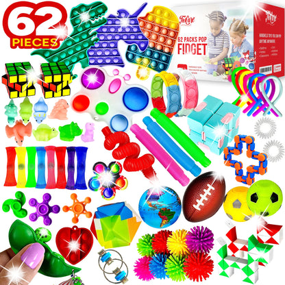 160 Pcs Fidget Toys Party Favors Pack, Randomly Selected Pop Sensory Set Gifts Stickers for Kids Adults Boy Girl Stocking Stuffers Autistic Bulk Goodie Bag Filler Treasure Box Classroom Prizes School